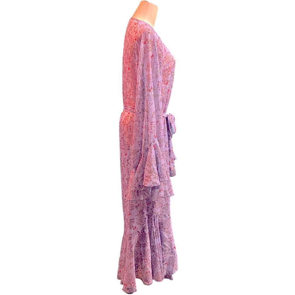 Lavender Floral Sheer Tie-Waist Kimono Tunic - Picture 11 of 15